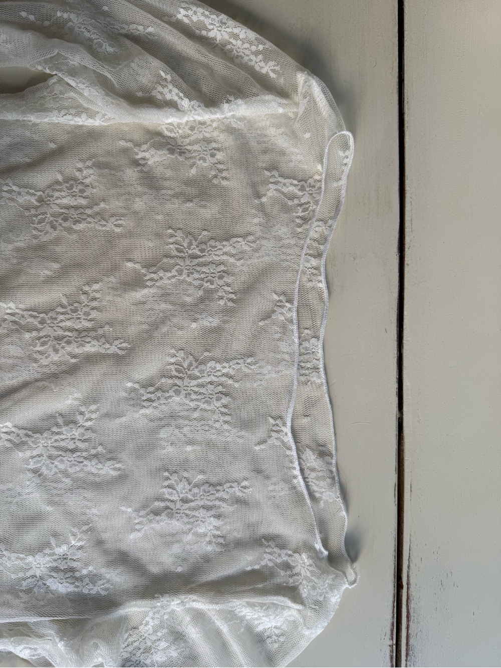 White Lace Long Sleeve Sheer Top - Picture 3 of 4